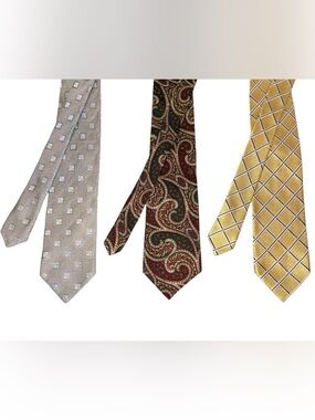 Faconnable Mens Tie Bundle (3) 100% Silk Jacquard Paisley Striped 3.5x58-60”